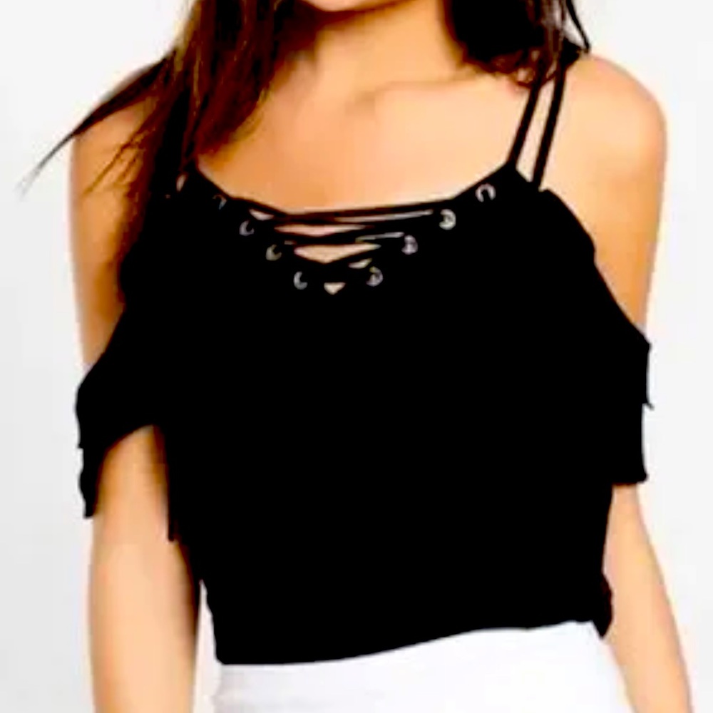 Express: lace up cami - cold shoulder
